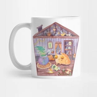 Halloween Frog Witch Doing Magic in Watercolor Mug